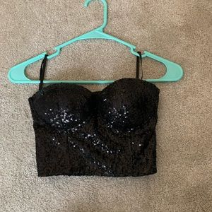 Black sequin crop top bandou